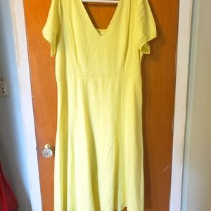GAP SIZE 16 Cotton Linen Dress Yellow a-line skirt